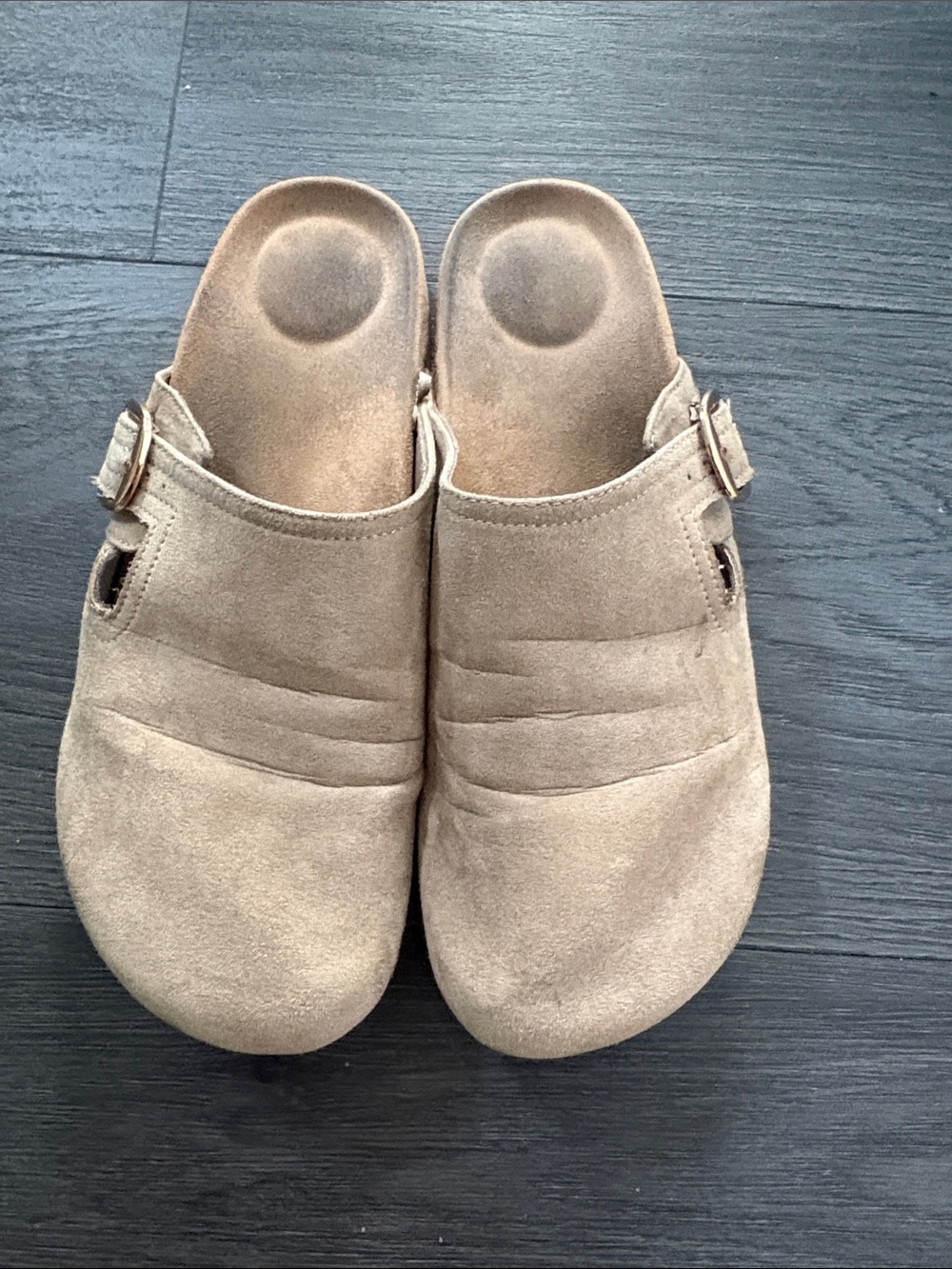 Source Unknown Suede Mule Clogs in Taupe